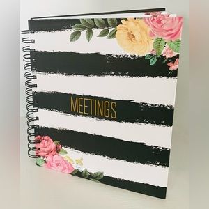 Brand New Black & White Floral Meetings Journal